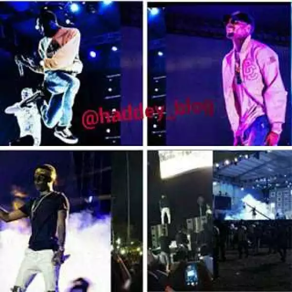 Wizkid and Chris Brown Perform In Front of Empty Crowd In Kenya [Photos]